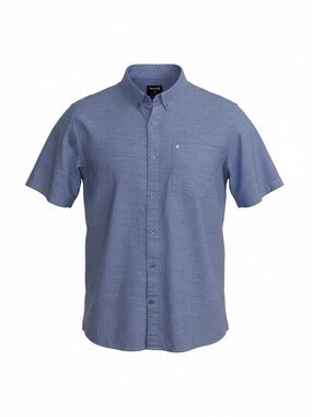 Hurley Men’s Short Sleeve Button-Down Blue Shirt Size Medium 100% Cotton